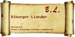 Biburger Liander névjegykártya